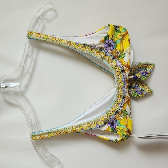 Camilla "Caterina Spritz" Tie-Front Bikini Top, Yellow Multi - Picture 5 of 5